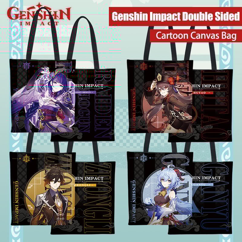 Genshin Impact Igra Periferna platnena torba Raiden Shogun Klee Hu Tao Dvodimenzionalna anime torba za pohranu na rame Shopping torba