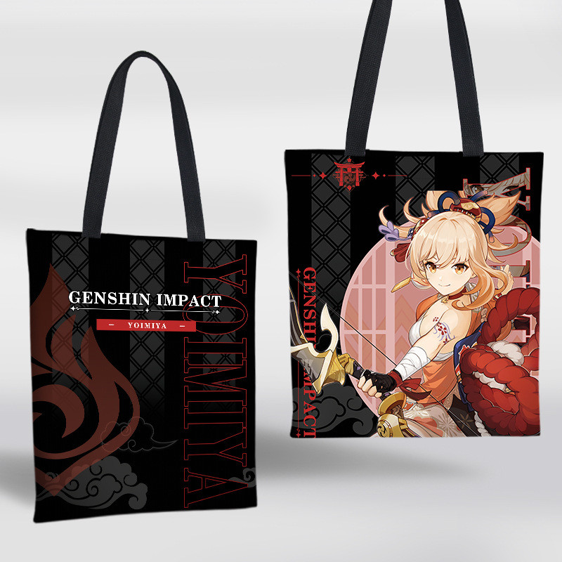 Genshin Impact Igra Periferna platnena torba Raiden Shogun Klee Hu Tao Dvodimenzionalna anime torba za pohranu na rame Shopping torba
