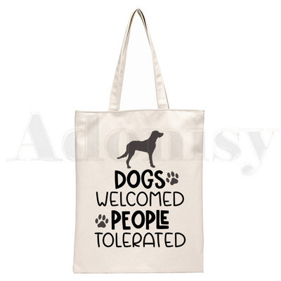 Suņi ir mani mīļākie cilvēki Ikdienas smieklīgas rokassomas Plecu somas Ikdienas iepirkšanās meiteņu rokassomas Sievietēm Eleganta audekla soma