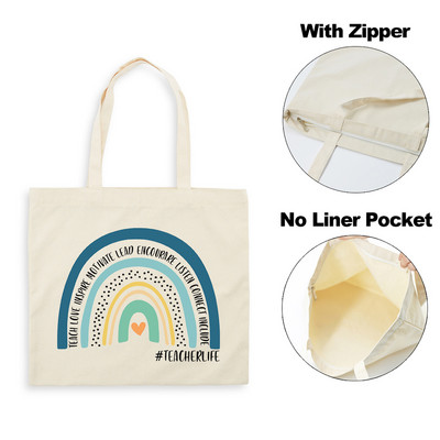 Best Teacher Ever Rainbow Ženska platnena torba za kupnju Teacher Life Estetske ekološke torbe na rame za višekratnu upotrebu Poklon za putovanje