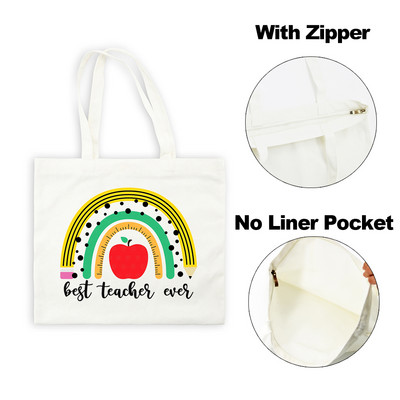 Best Teacher Ever Rainbow Ženska platnena torba za kupnju Teacher Life Estetske ekološke torbe na rame za višekratnu upotrebu Poklon za putovanje