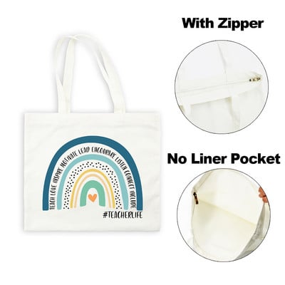 Best Teacher Ever Rainbow Ženska platnena torba za kupnju Teacher Life Estetske ekološke torbe na rame za višekratnu upotrebu Poklon za putovanje