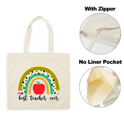 Best Teacher Ever Rainbow Ženska platnena torba za kupnju Teacher Life Estetske ekološke torbe na rame za višekratnu upotrebu Poklon za putovanje