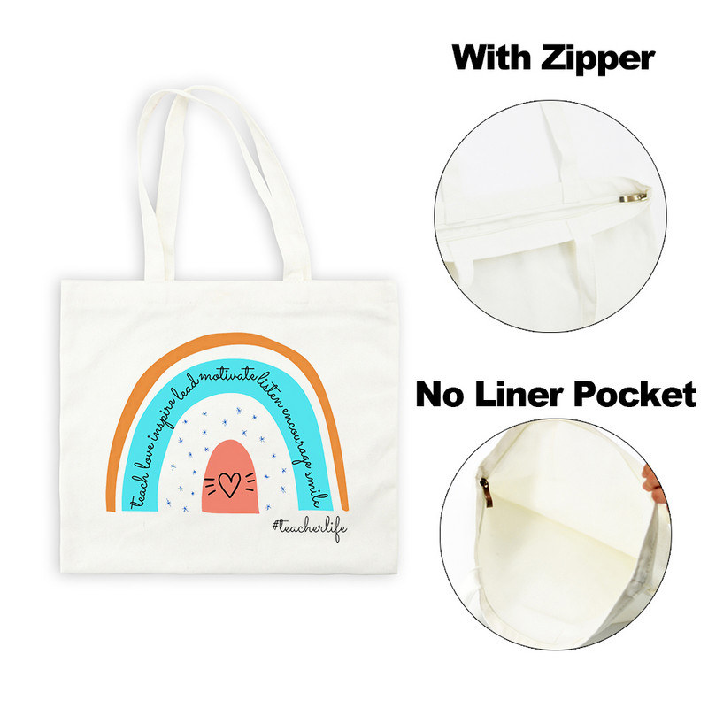 Best Teacher Ever Rainbow Ženska platnena torba za kupnju Teacher Life Estetske ekološke torbe na rame za višekratnu upotrebu Poklon za putovanje