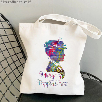 Ženska šoping torba MARY POPPINS PRACTICALLY Kawaii torba Harajuku Shopping platnena torba za šoping torba za djevojku Ženska torba na rame