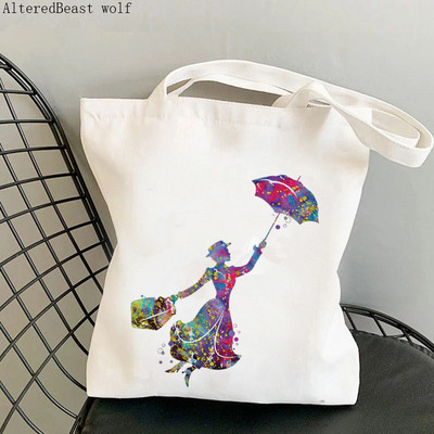 Ženska šoping torba MARY POPPINS PRACTICALLY Kawaii torba Harajuku Shopping platnena torba za šoping torba za djevojku Ženska torba na rame