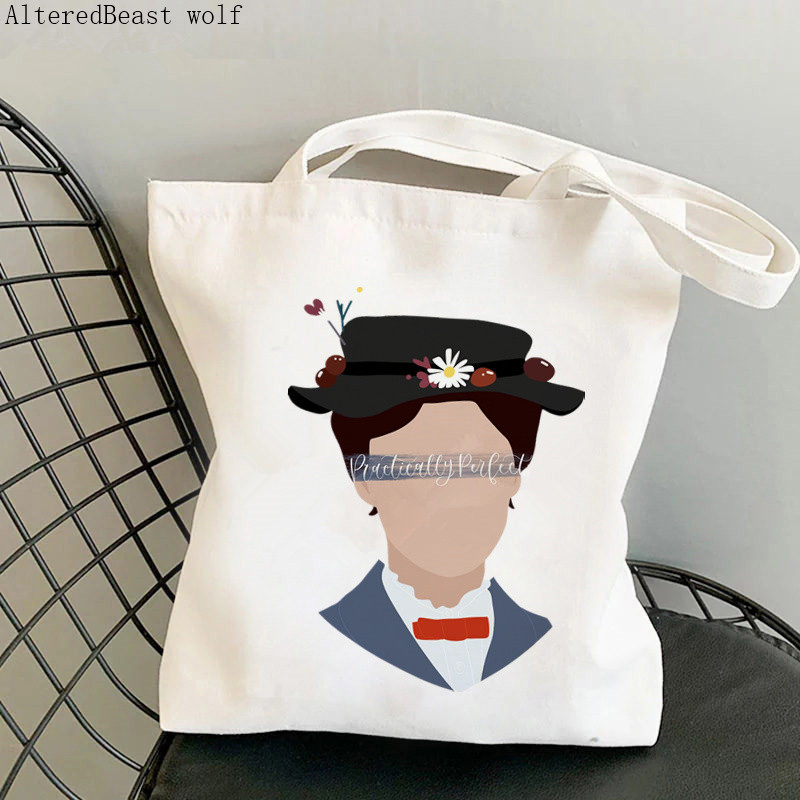 Ženska šoping torba MARY POPPINS PRACTICALLY Kawaii torba Harajuku Shopping platnena torba za šoping torba za djevojku Ženska torba na rame