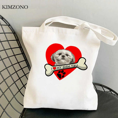 Nákupná taška Shih Tzu Mom, bavlnená recyklovateľná taška, opakovane použiteľná ekologická nákupná taška, opakovane použiteľná nákupná taška Sacolas