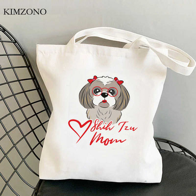 Nákupná taška Shih Tzu Mom, bavlnená recyklovateľná taška, opakovane použiteľná ekologická nákupná taška, opakovane použiteľná nákupná taška Sacolas