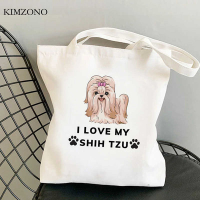 Nákupná taška Shih Tzu Mom, bavlnená recyklovateľná taška, opakovane použiteľná ekologická nákupná taška, opakovane použiteľná nákupná taška Sacolas
