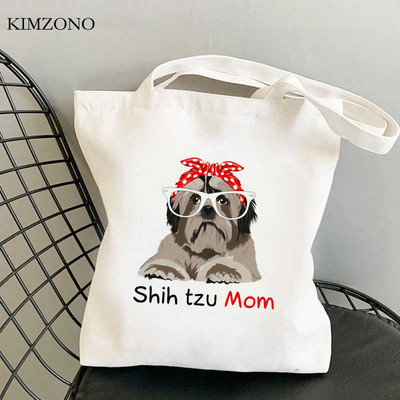 Nákupná taška Shih Tzu Mom, bavlnená recyklovateľná taška, opakovane použiteľná ekologická nákupná taška, opakovane použiteľná nákupná taška Sacolas