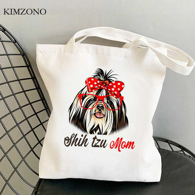 Nákupná taška Shih Tzu Mom, bavlnená recyklovateľná taška, opakovane použiteľná ekologická nákupná taška, opakovane použiteľná nákupná taška Sacolas