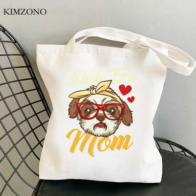 Nákupná taška Shih Tzu Mom, bavlnená recyklovateľná taška, opakovane použiteľná ekologická nákupná taška, opakovane použiteľná nákupná taška Sacolas