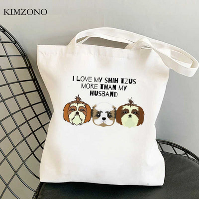 Nákupná taška Shih Tzu Mom, bavlnená recyklovateľná taška, opakovane použiteľná ekologická nákupná taška, opakovane použiteľná nákupná taška Sacolas