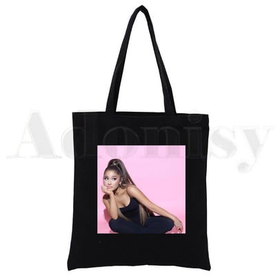 Ariana Grande 90. roky Harajuku Hip Hop opakovane použiteľná nákupná taška Dámske plátené tašky Tote s potlačou Ekologická taška Nákupné tašky cez rameno Čierna
