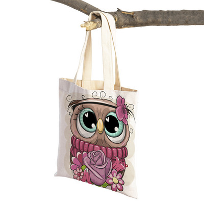 Slatka sova, dječje putne torbe, torbe na rame, torba za višekratnu upotrebu, modna platnena ženska torba s crtanim životinjama