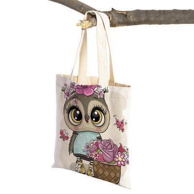 Slatka sova, dječje putne torbe, torbe na rame, torba za višekratnu upotrebu, modna platnena ženska torba s crtanim životinjama