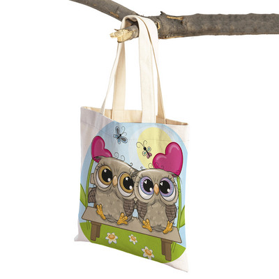 Slatka sova, dječje putne torbe, torbe na rame, torba za višekratnu upotrebu, modna platnena ženska torba s crtanim životinjama