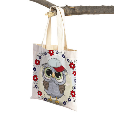 Slatka sova, dječje putne torbe, torbe na rame, torba za višekratnu upotrebu, modna platnena ženska torba s crtanim životinjama