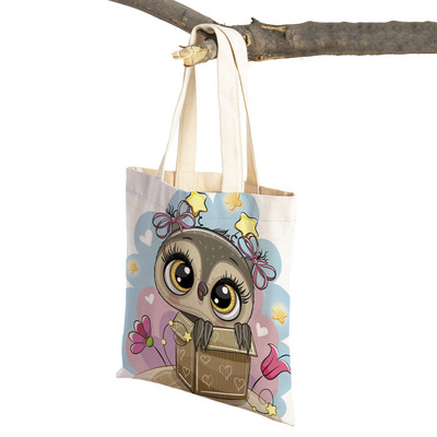 Slatka sova, dječje putne torbe, torbe na rame, torba za višekratnu upotrebu, modna platnena ženska torba s crtanim životinjama