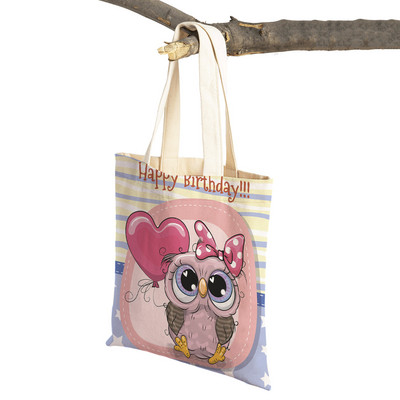 Slatka sova, dječje putne torbe, torbe na rame, torba za višekratnu upotrebu, modna platnena ženska torba s crtanim životinjama