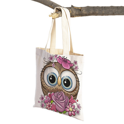 Slatka sova, dječje putne torbe, torbe na rame, torba za višekratnu upotrebu, modna platnena ženska torba s crtanim životinjama