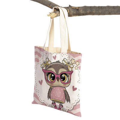 Slatka sova, dječje putne torbe, torbe na rame, torba za višekratnu upotrebu, modna platnena ženska torba s crtanim životinjama