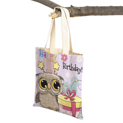 Slatka sova, dječje putne torbe, torbe na rame, torba za višekratnu upotrebu, modna platnena ženska torba s crtanim životinjama