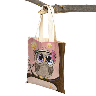 Slatka sova, dječje putne torbe, torbe na rame, torba za višekratnu upotrebu, modna platnena ženska torba s crtanim životinjama