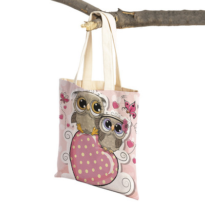 Slatka sova, dječje putne torbe, torbe na rame, torba za višekratnu upotrebu, modna platnena ženska torba s crtanim životinjama