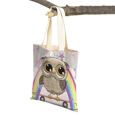 Slatka sova, dječje putne torbe, torbe na rame, torba za višekratnu upotrebu, modna platnena ženska torba s crtanim životinjama