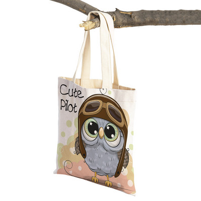 Slatka sova, dječje putne torbe, torbe na rame, torba za višekratnu upotrebu, modna platnena ženska torba s crtanim životinjama