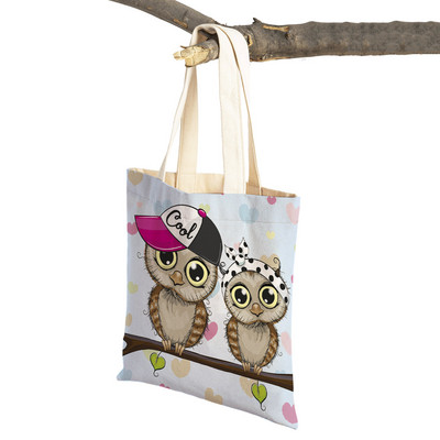 Slatka sova, dječje putne torbe, torbe na rame, torba za višekratnu upotrebu, modna platnena ženska torba s crtanim životinjama