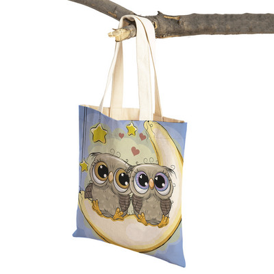 Slatka sova, dječje putne torbe, torbe na rame, torba za višekratnu upotrebu, modna platnena ženska torba s crtanim životinjama