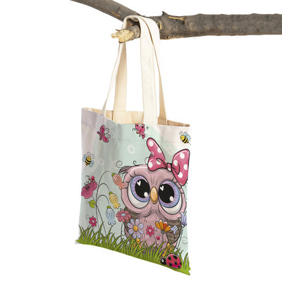 Slatka sova, dječje putne torbe, torbe na rame, torba za višekratnu upotrebu, modna platnena ženska torba s crtanim životinjama