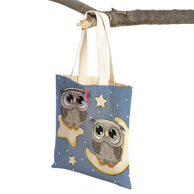 Slatka sova, dječje putne torbe, torbe na rame, torba za višekratnu upotrebu, modna platnena ženska torba s crtanim životinjama