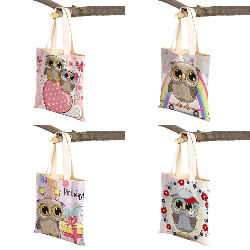 Slatka sova, dječje putne torbe, torbe na rame, torba za višekratnu upotrebu, modna platnena ženska torba s crtanim životinjama