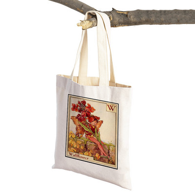 Vintage ziedu meitene multfilma bērnu lielveikalu rokassomiņa Ikdienas audekla sieviešu iepirkumu somas Ziedu elfs pasaku pircēju soma