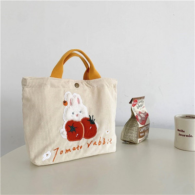 PURDORED 1 kom. Ženska mini ručna torbica sa crtićem zeca u korejskom stilu Mala torba od samta za kupovinu za djevojčice Torba za višekratnu upotrebu