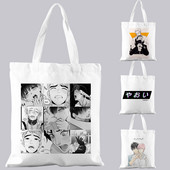 YAOI Anime Harajuku Manga Ručne torbe Torbe na rame Ležerna kupnja Platnena torba Ručna torba Ženska elegantna platnena torba Shopper ECO
