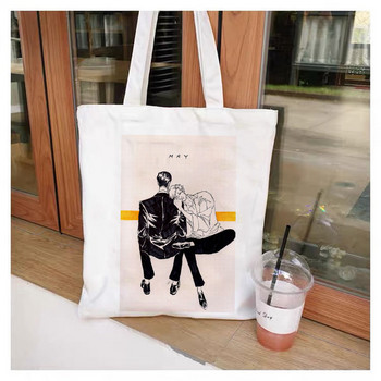 YAOI Anime Harajuku Manga Handbags Τσάντες ώμου Casual Shopping Υφασμάτινη τσάντα Γυναικεία Κομψή πάνινη τσάντα tote Shopper ECO