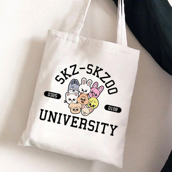 Harajuku Print Tote Τσάντες Stray Kids Portable Shopping Bag Canvas Shopping Bags Cartoon Bolsas De Compra Einkaufstaschen 2022