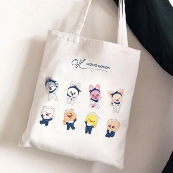 Harajuku Print Tote Τσάντες Stray Kids Portable Shopping Bag Canvas Shopping Bags Cartoon Bolsas De Compra Einkaufstaschen 2022