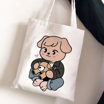 Harajuku Print Tote Τσάντες Stray Kids Portable Shopping Bag Canvas Shopping Bags Cartoon Bolsas De Compra Einkaufstaschen 2022