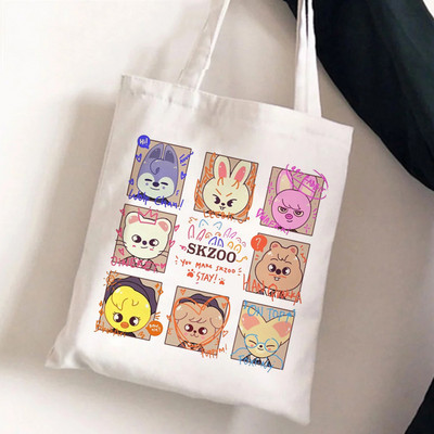 Harajuku Print Tote Bags Stray Kids Portable Shopping Bag Platnene torbe za kupnju Cartoon Bolsas De Compra Einkaufstaschen 2022