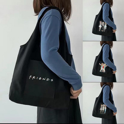 Пазарска чанта Дамска туристическа мода Преносима чанта за месинджъри Странична чанта през рамо Печатна платнена чанта Екологична и за многократна употреба