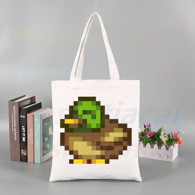 „Stardew Valley Gaming“ vištienos drobinis krepšys Laisvalaikio didelės rankinės moterims Moterų pirkinių rankinės Spausdinti didelės talpos krepšys