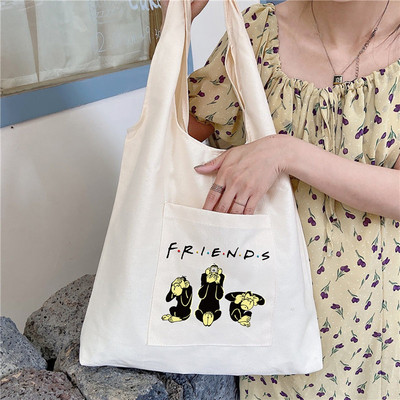 Ženske kupovne torbe Platnena torba Putnička torba Velike ručne torbe Best Friends Prijenosna torba za kupnju na jedno rame