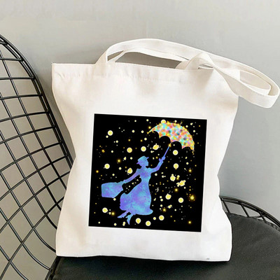 Pircēja Mary Poppins citāts Over Outline Kawaii Bag Harajuku sieviešu iepirkumu soma Audekls Shopper Bag Tote Bag plecu sieviešu soma