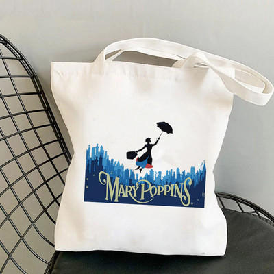 Pircēja Mary Poppins citāts Over Outline Kawaii Bag Harajuku sieviešu iepirkumu soma Audekls Shopper Bag Tote Bag plecu sieviešu soma
